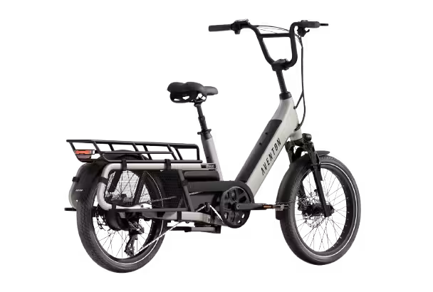 Aventon Abound LR (long rack) step-thru electric bike finished in Sage: side view