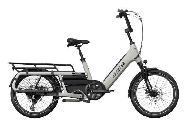 Aventon Abound LR (long rack) step-thru electric bike finished in Sage: side view