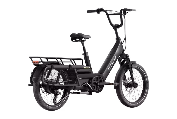 Aventon Abound LR (long rack) step-thru electric bike finished in Stealth: side-back view
