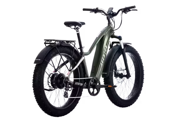 Aventon Aventure 2 step-over electric bike finished in Camouflage: side-rear view