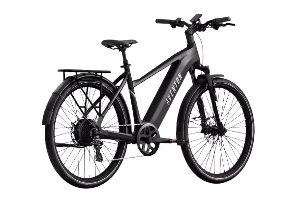 Aventon Level 3 step over electric bike finished in Matte Black: side-back view