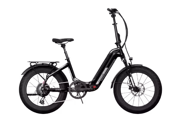 Sinch 2.5 in Black, Side view of Aventon Sinch 2.5 Step Through Fat Tire Folding Electric Bike