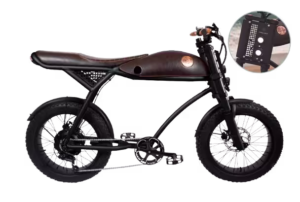 Rayvolt Ringo Two-Seater Urban Moto-Style Electric Bike finished in Black, side view