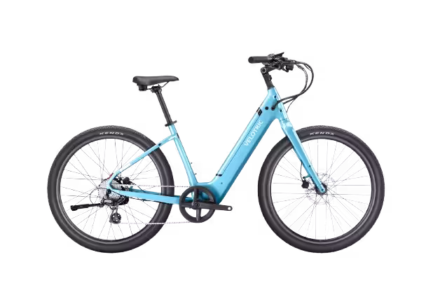 Velotric Breeze 1 Light Step-Thru Commuter finished in Light Blue: side view