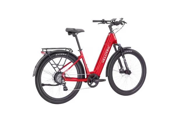Velotric Discover 2 Step-Thru Commuter finished in Red: side-rearview