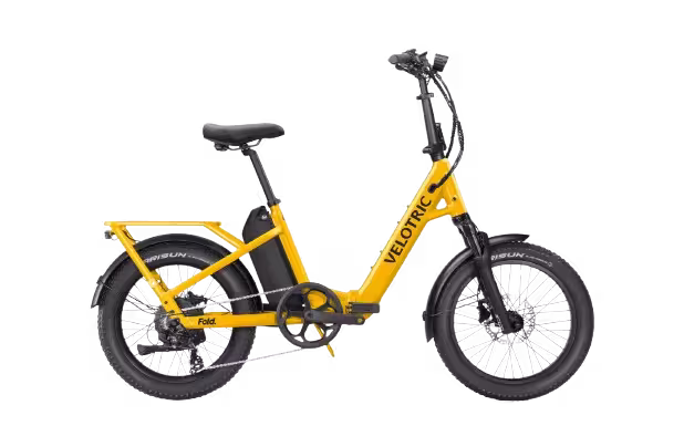 Velotric Fold 1 Plus Step-Thru Folding Electric Bike finished in Mango: side view