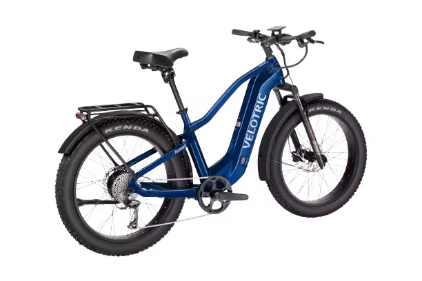 Velotric Nomad 2 Full Suspension Step-Over Fat Tire Electric Bike finished in Medium Blue: side-rearview