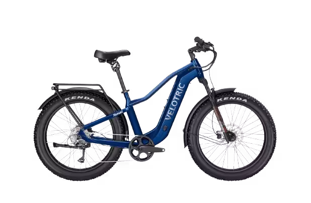 Velotric Nomad 2 Full Suspension Step-Over Fat Tire Electric Bike finished in Medium Blue: side view