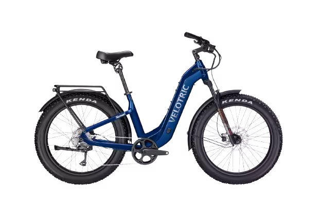 Velotric Nomad 2 Full Suspension Step-Thru Fat Tire Electric Bike finished in Mid Blue: side view