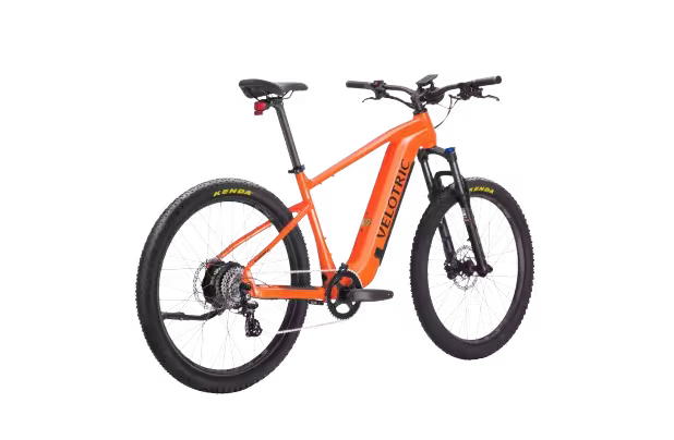 Velotric Summit 1 Hard-Tail Step-Over Semi-Fat Electric Bike finished in Orange: side-rearview